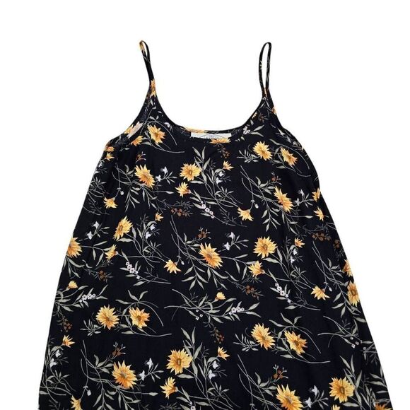 Vintage B.Moss Midi Dress Women's Small Black Floral 100% Rayon Spaghetti Strap - Picture 3 of 6